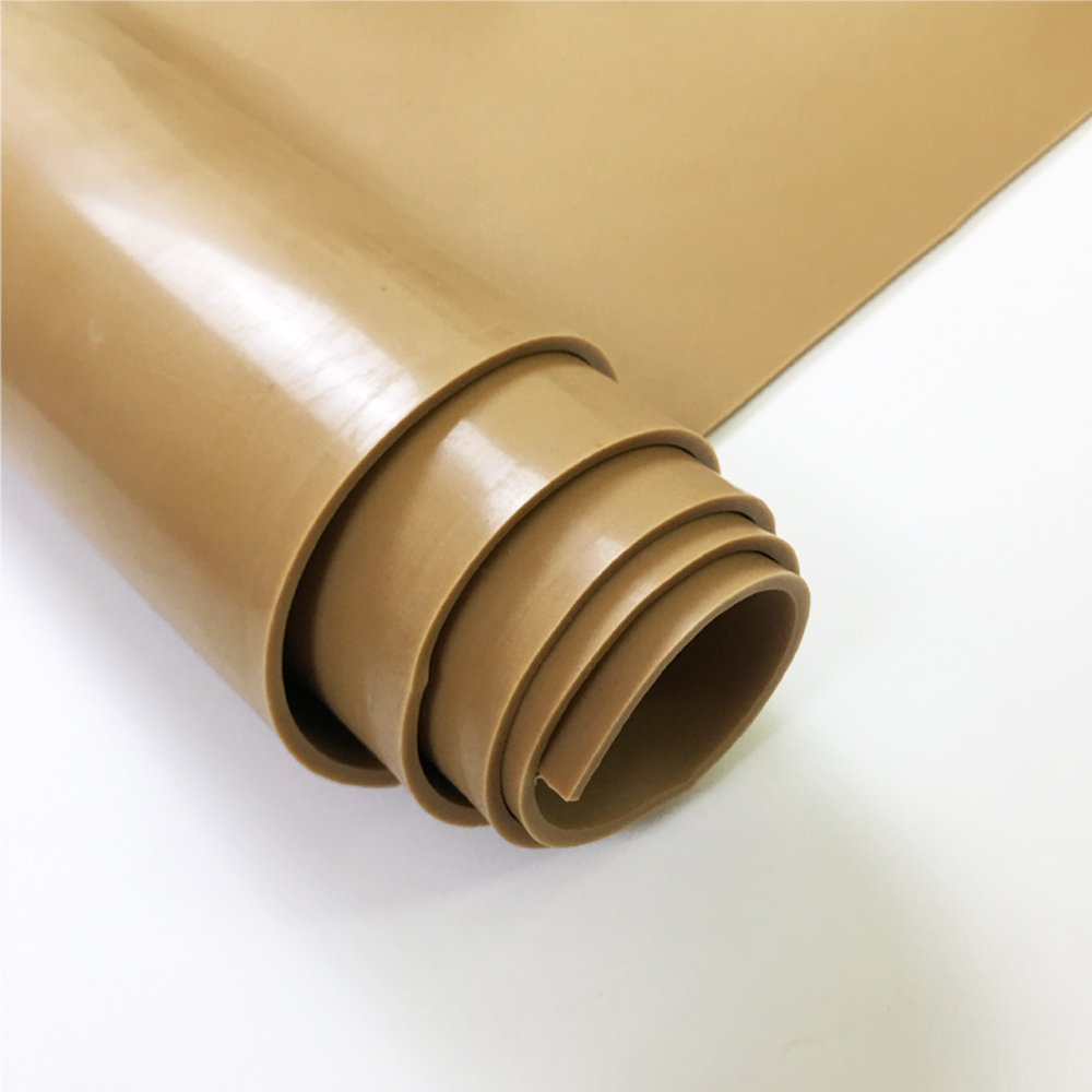 Tan color rubber sheet roll, high tensile strength, low duro